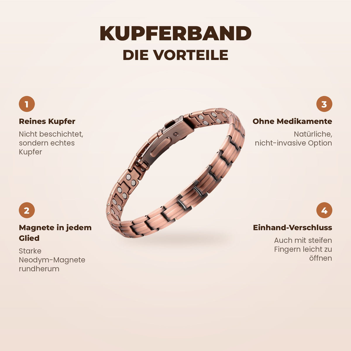 Sanuro KupferBand Kupfer-Magnetarmband