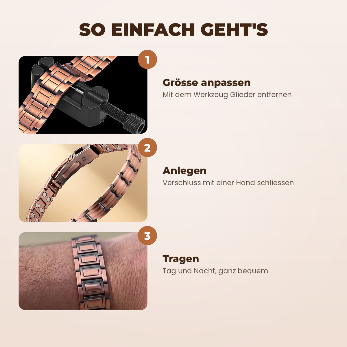 Sanuro KupferBand Kupfer-Magnetarmband
