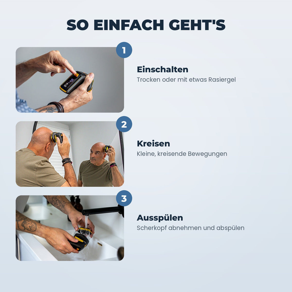 Sanuro ShaveMaster Kopfrasierer mit 7 Scherköpfen